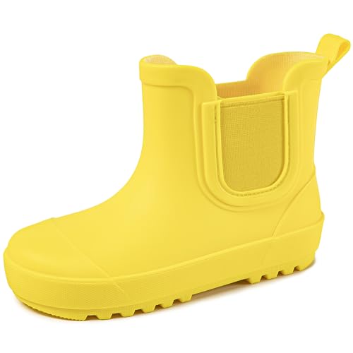Motasha Boys Rain Boots Size 9 Rain Boots Kids Rubber Toddler Girls' Rainboots Ankle Chelsea Waterproof Shoes Yellow Little Kids 4 Year Old Lightweight Outdoor Hiking Muddy Park (M7801 Yellow 9)