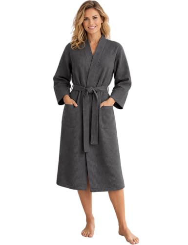 Morgenstern Bademantel Damen Leicht 100% Baumwolle OEKO-TEX® Waffelstoff...