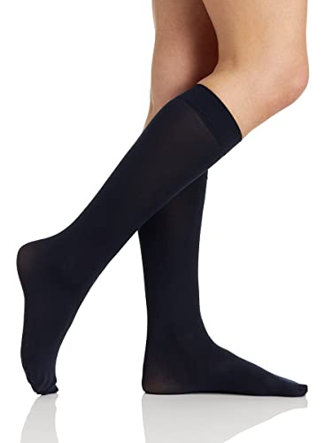 Berkshire womens 3 Pairs Opaque Trouser Pantyhose With Sandalfoot Toe Knee High, Navy, 9 11 US