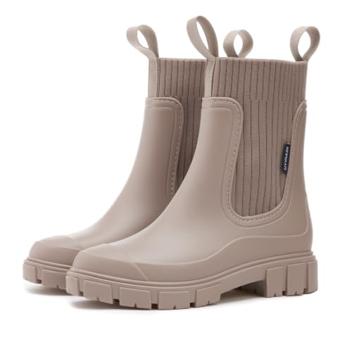Bottes de pluie femme mi-mollet en caoutchouc souple style Chelsea