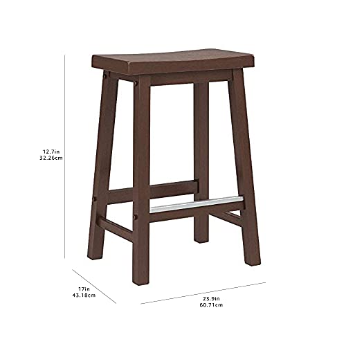 Amazon Basics Solid Wood Saddle-Seat Kitchen Counter-Height Stool, 24-Inch Height, Walnut Finish - Set Of 2 #TOP7