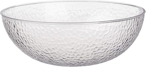 Lillian Collection Stunning Clear Plastic Round Hammered Bowl - 12 (1 Pc.) - Unique Textured Design - Perfect for Parties & Displays