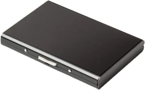 Hypertune Credit Card Holder Wallet Metal Protector RFID Blocking Bank Business Case for Ladies Women Men Stainless Steel (Black)