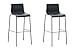 CLP Set de 2 Taburetes De Bar Hoover Con Asiento De Polipropileno | 2 Taburetes Con Base 4 Pies De Metal I 2 Taburetes Con Reposapiés I Color:, Color:negro, Color del marco:negro