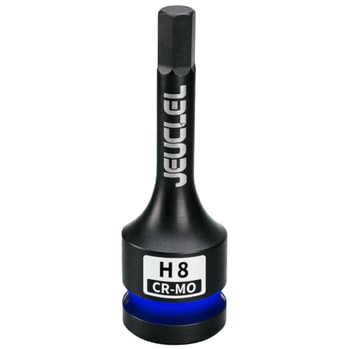 JEUCLEL 8mm Hex Impact Bit Socket H8 1/2 Drive Allen Socket Cr-Mo Steel
