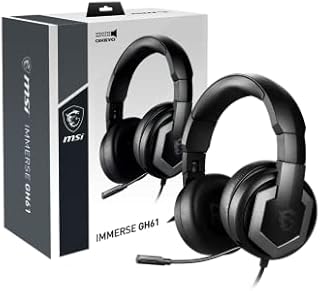 MSI Immerse GH61 Gaming Headset, Hi-Res Virtual 7.1 Surround Sound, Built-in ESS DAC & AMP, 3D Audio, Swappable Ear Cushions, 3.5mm Jack/USB, Carrying Case Included, PC/Mac/PS4/Xbox
