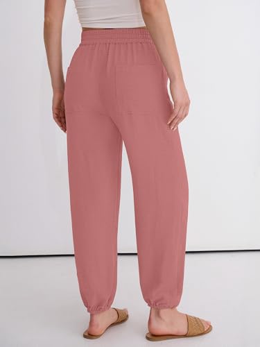 Image of ANRABESS Womens Pants Elastic Waist Summer Casual Harem Barrel Lounge Work Slacks Cropped Beach Vacation Clothes with Pockets