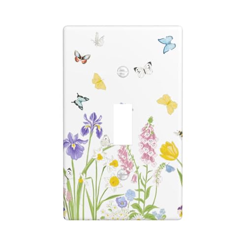 Flower Butterfly Light Switch Cover Plates Decorative Single Toggle Wall