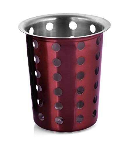 Porte-couverts cylindrique en acier pour cuillères et fourchettes Rouge Cover