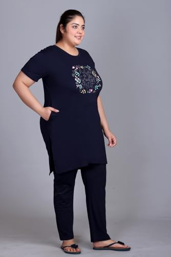 Image of In Love Women's Plus Size Graphic Printed Cotton Night Suit Set Short Sleeve