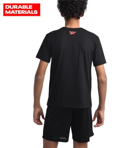 Image of Reebok Boys' Active Shorts Set - 2 Piece Short Sleeve T-Shirt and Gym Shorts - Casual Summer Outfit Set for Boys (8-12)