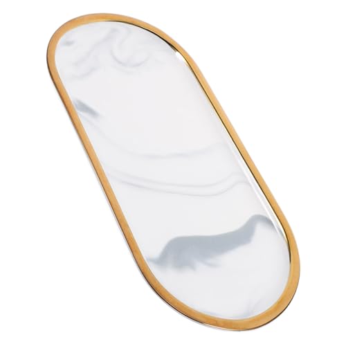 PRETYZOOM Elegant Marble Cake Plate Storage Tray Vanity Tray Soap Dish for Bathroom
