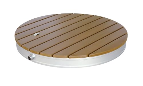 Ducha de piso para jardín redonda diámetro 70 cm con altura ajustable hasta 4 m, base de aluminio y superficie WPC antideslizante resistente al clima miniatura 2