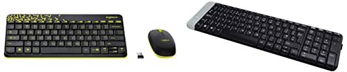 Image of Logitech MK240 Nano Wireless USB Keyboard and Mouse Set, 12 Function Keys 2.4GHz Wireless, 1000DPI, Spill-Resistant Design, PC /Mac, Black /Chartreuse Yellow & K230 Wireless Keyboard, Black