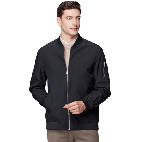 Men's Lightweight Bomber Jacket for Spring Fall Casual Windbreaker Zip-Up Coat with Multiple Pockets2