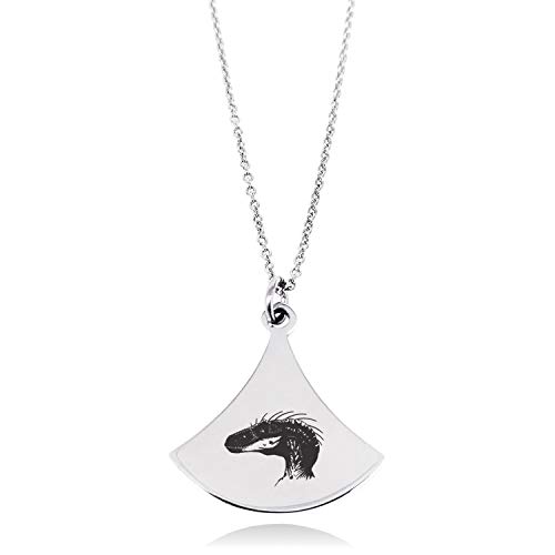 Stainless Steel Velociraptor Pendulum Curved Triangle Charm Pendant Necklace