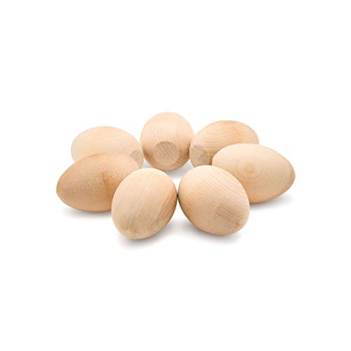 3-1/4 x 2-3/16 Inch Unpainted Wooden Eggs, Bag of 5, Flat Bottom Unfinished Wood Eggs for Easter Cra - //coolthings.us