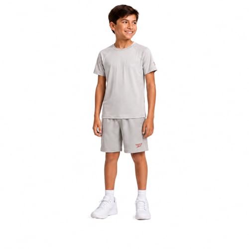 Image of Reebok Boys Athletic Shorts Set - 2 Piece Summer Clothes Outfit with Graphic Tee and Boys Basketball Shorts for Active Kids