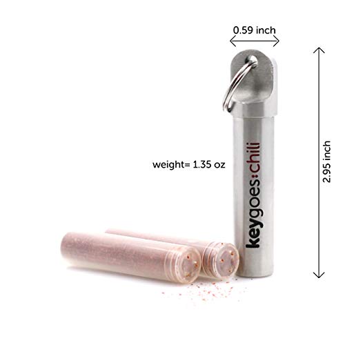 Foto von Chilimühle als Schlüsselanhänger mit chilli/stevia/salz/zimt - KEYGOES CHILI - Gadget (BLACK ULTRA HEAT)