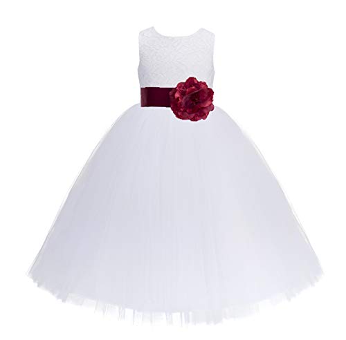 ekidsbridal Floral Lace Heart Cutout White Flower Girl Dresses Apple Red First Communion Dress Baptism Dresses 172T 6