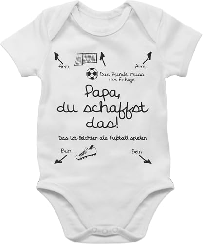 Baby Body Junge Mädchen - Sprüche - Papa du schaffst das Fußball - schwarz - 1/3 Monate - Weiß - vatertag kurzarm babymode witzig spruch fussball bodys strampler mit lustigen sprüchen spruche