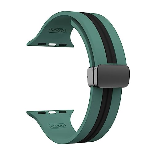 Image of Silicone Dual Sport Band Compatible with Apple Watch 49 mm, 45 mm, 44 mm, 42 mm Magnetic Clasp Adjustable Strap Compatible for iWatch Series Ultra, SE, SE 2, Series 3,4,5,6,7,8