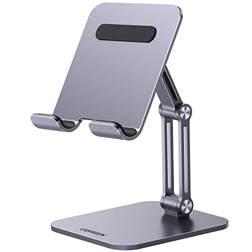 UGREEN Aluminium Tablet Halterung Verstellbarer Tablet Ständer Höhenverstellbar iPad Ständer kompatibel mit iPad Pro Air Mini 11 12.9 Galaxy Tab Redmi Pad Huawei MatePad iPhone 16 15 Pro bis 12,9 Zoll