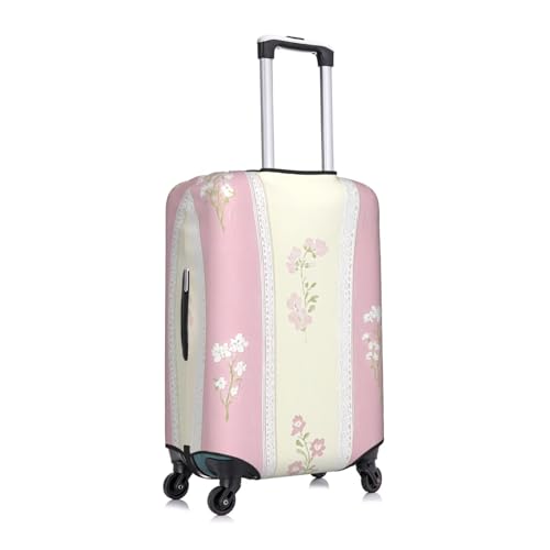 Striped Flower Elastic Travel Luggage Cover, Washable Spandex Suitcase Protector, Anti-Scratch Fits 18-32 Inch3