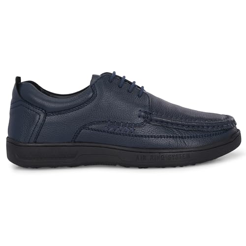 Image of Blue Leather by Centrino Genuine Leather Slip-On Men's Formal Shoe |Stylish with Soft Cushioned Insole |Trendy Non Lace-Up Design |Durable Leather with Anti-Skid Sole | Perfect for Formal Wear (3985)