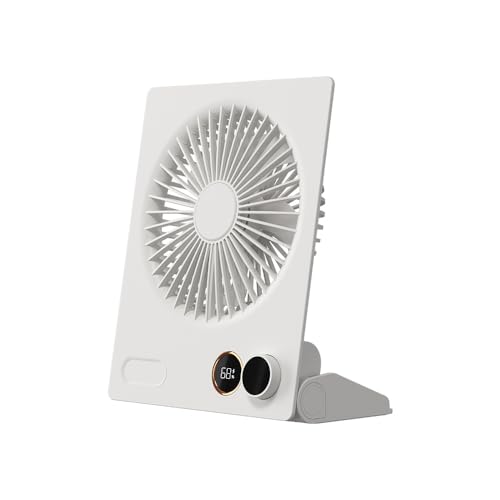 AXFEE Ventilador de Sobremesa, 4000 mAh Ventilador Recargable Portatil, Mini Ventilador USB, 19 Velocidades 180 ° Plegable, para Oficina, Mesa, Hogar, Fitness, Viajes, Cámping, Exterior, Blanco