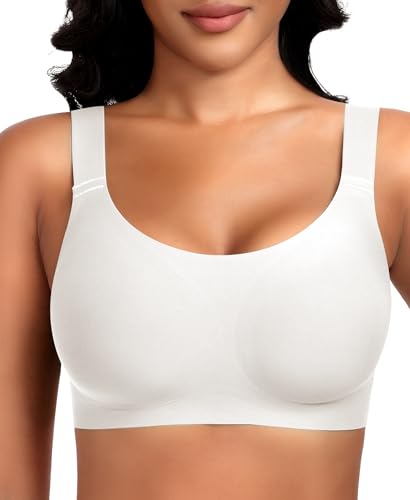 Image of Wireless Jelly Seamless Bras for Women No Underwire Tshirt Full Coverage Padded Bra Comfortable Everyday Bralettes