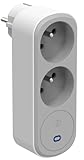 Electraline 531204 Adaptateur Fiche Multiprise Biplite Prima 2 Prises françaises 16A, avec protection parafoudre, Adaptateur Murale, Blanc/Gris