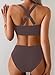 Herseas Womens High Waisted Bikini Sets Adjustable Strap V Neck Two Piece Swimsuits Crisscross Back Metal Ring 2026 Summer Bathing Suits Fashionable Cruise Outfits Brown Large