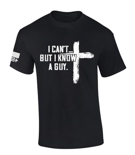 Trenz Shirt Company Mens Christian Tshirt I Cant But I Know A Guy Cross Short Sleeve T-Shirt-Black-Small