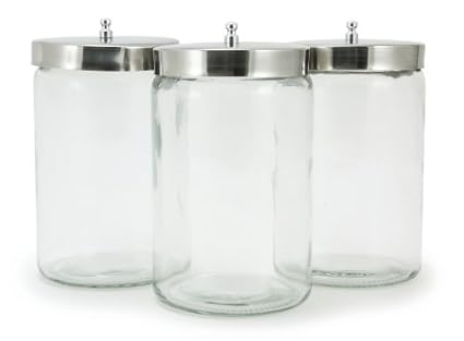 NMcKesson Medi-Pak Unlabeled Glass Sundry Jars - Flint Glasas - Stainless Steel Lid 7x4.25 (Case of 6)