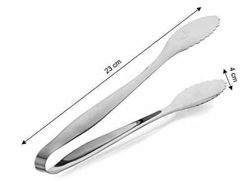 SignoraWare Kitchen Tools Stainless Steel(Food Grade) Heavy Gauge(1 MM) High Gloss Kitchen Bread Tong/Barbeque Chimta Tong/Salad Tong/Buffet Tong/Multi Utility Plain Medium Tong (Size 23 cm) 3 31r9U7Tm12L