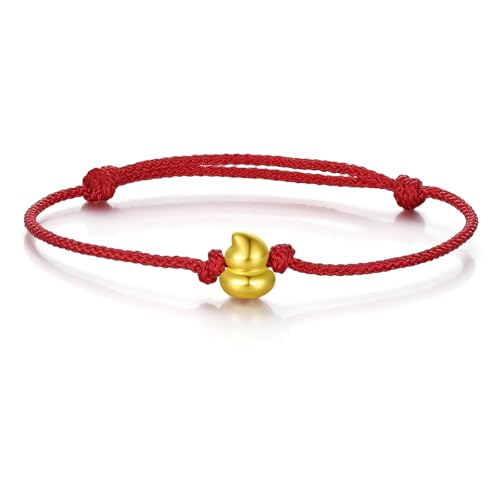 24K Gold Bracelet Red Charm Bracelets Protection Jewelry Gourd Chain Adjustable Bangle Good Luck Beads Lucky Charms Feng Shui Braided Rope Dainty Wulu Cord Stackable Blessing Gift for Women Men