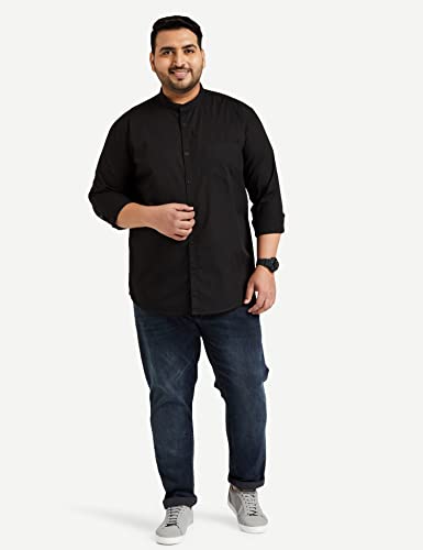 Image of Amazon Brand - Symbol Men's Cotton Shirt | Chinese Collar | Casual | Plain | Full Sleeve | Summer - Regular Fit (Available in Plus Sizes)