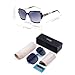 LECKIRUT Oversized Sunglasses for Women Polarized UV Protection Classic Fashion Ladies Shades Blue Frame Gray Lens