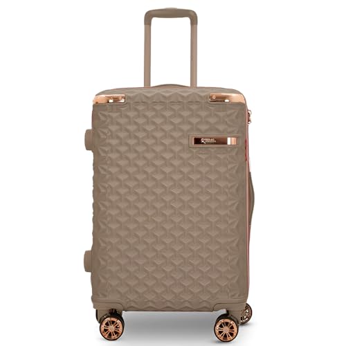 Image of AMERICAN TRAVELLER Goldie ABS Travel Suitcase | Hard Shell Cabin Luggage | Compact Trolley Bag for Travel | Durable Carry-On with Spinner Wheels & Secure Lock(20, Khaki)