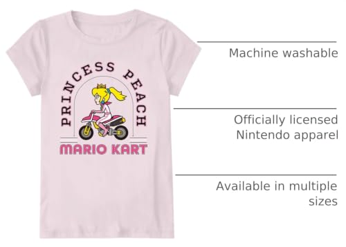 Image of Nintendo Girls Princess Peach Shirt - Mario, Zelda, Kirby, Princess Peach and Donkey Kong Girls Short Sleeve Tee