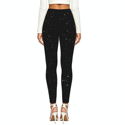 Leggings de compresión de alta calidad con textura suave y sutil brillo negro elegante 3