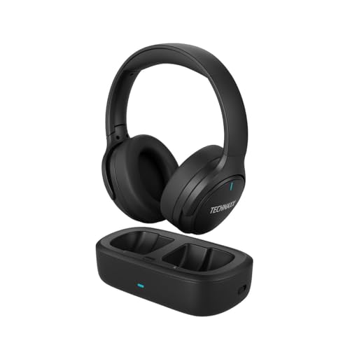 Technaxx Auriculares TV inalámbricos con Base de Carga – Cascos Bluetooth 5.4 Over-Ear con micrófono, 30h batería, USB-C, Entrada óptica y AUX – Ideales para televisión, Mayores y música – TX-350 Technaxx Auriculares TV inalámbricos con Base de Carga – Cascos Bluetooth 5.4 Over-Ear con micrófono, 30h batería, USB-C, Entrada óptica y AUX – Ideales para televisión, Mayores y música – TX-350