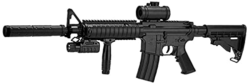 2EAGLE Fusil Airsoft M83 A1 Style M4-Plastique Haute résistance/Couleur Noir/électrique (0.5 Joule)-Semi/Full Automatique-livré avec Accessoires, 950 mm