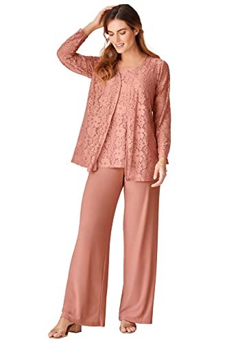 Woman Within Plus Size 3-Piece Lace Jacket/Tank/Pant Set