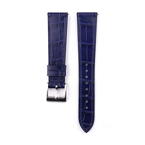 Handdn Handmade Alligator Leather Watch Bands for Men Women - Genuine Leather Watch Straps - Quick Release Watch Bands 16mm, 17mm, 18mm, 19mm, 20mm, 21mm, 22mm, 23mm & 24mm Watch Bands (Navy)