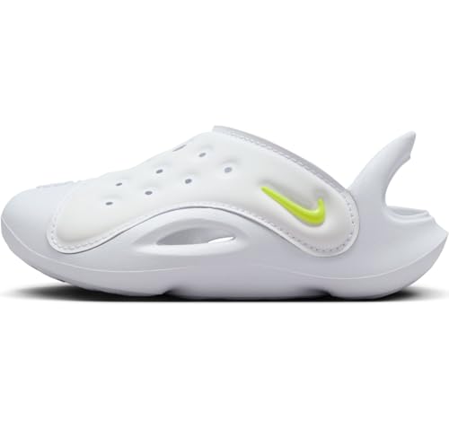 Nike Aqua Swoosh Baby/Toddler Sandals (FN0875-100, White/Pure Platinum/Volt) Size 7