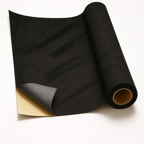 Self-Adhesive Suede Decorative Film for Car - Headliner/Dash/Door/Trunk | Stretchable & Scratchproof Ultra-Fiber Leather | DIY Peel & Stick 10x59 Black Pro-Grade Curved (Black 10x59)
