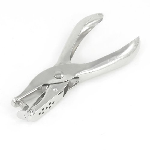 Aexit Silver Tone hand operated tools Metal 6mm Dia Single Round Hole Punch Hand Tool for Paper Card Model:40as152qo532