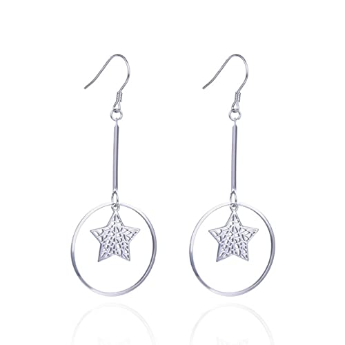 Pendentif en argent sterling femme avec grand cerceau étoile en argent massif